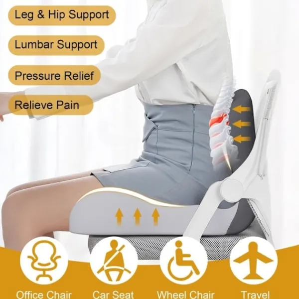Stolar>Ergonomisk Sittdyna i Memory Foam – L-formad Stolskudde med Svankstöd & Svanskotskydd, För Kontor & Hem