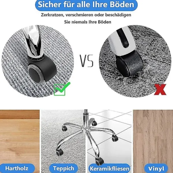 Kontorsmöbler>Ersättningshjul för kontorsstol för hårda golv - 5-pack - 11 mm / 22 mm - För gamingstolar, snurrstolar, Pr
