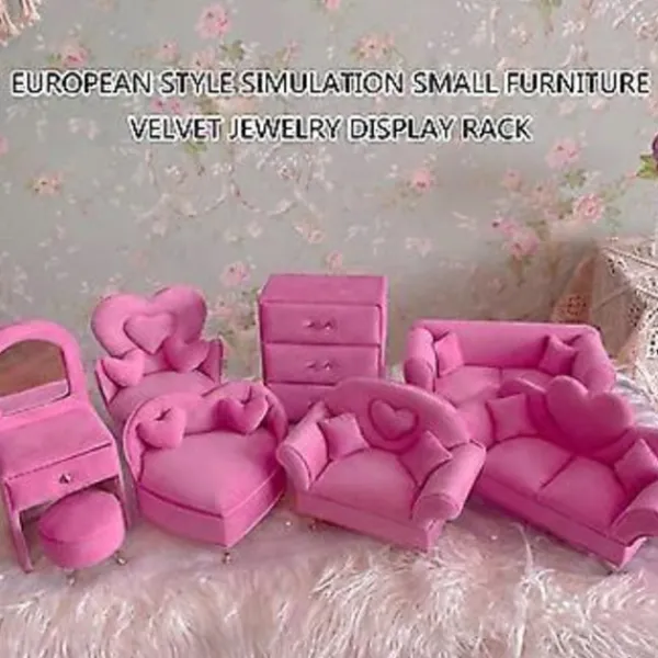 Sminkbord>Europainspirerad Smyckeshållare Unik Plysch Smyckesdisplay Soffa Europeiska Minimöbler för Elegant Dekoration