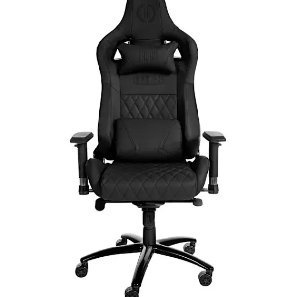 BellaFurn Kontorsmöbler>Exklusivt läderkontorstol - Ergonomisk - trompetfunktion - Metallram | Färg: Svart