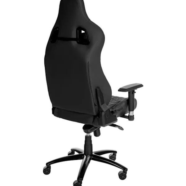 BellaFurn Kontorsmöbler>Exklusivt läderkontorstol - Ergonomisk - trompetfunktion - Metallram | Färg: Svart