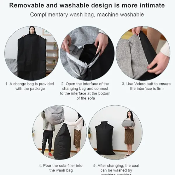 LAIQIANKUA Sittsäckar>Extra stor Bean Bag Stolar Soffa Cover inomhus Lazy Lounger För Vuxna Barn Sellwell 90 * 110cm