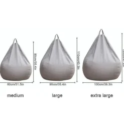 Sittsäckar>Extra Stor Sittsäck Sofföverdrag Inomhus Lazy Loungers för Vuxna Barn Hotsale! Grå 100*120cm