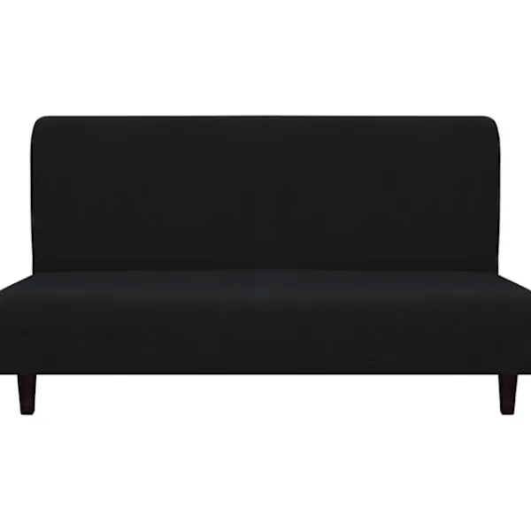 Soffor>Fleece Stretch Sofföverdrag – Spandex Halkfritt Mjukt Soffskydd, med Elastisk Botten för Barn, Husdjur (Futon, Svart)