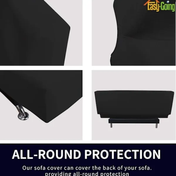 Soffor>Fleece Stretch Sofföverdrag – Spandex Halkfritt Mjukt Soffskydd, med Elastisk Botten för Barn, Husdjur (Futon, Svart)