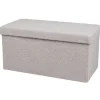 URBAN LIVING Kistor & Koffertar>Fällbar förvaringsbänk i plysch "Kube" - Grå - L 76 x P 37,5 x H 37,5 cm