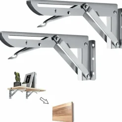 Balkongmöbler>Fällbar konsol 450mm, 2 st rostfritt stål fällbar hylla konsol vikbar konsol för vägg hylla, garage hylla stödram Max belastning 9