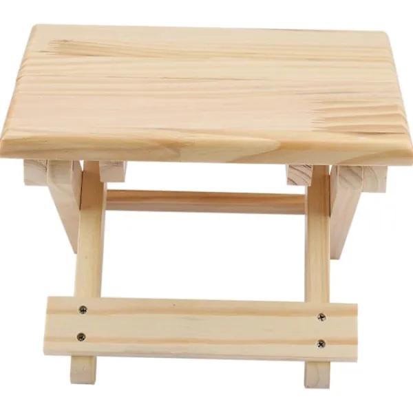 Pallar>Fällbar liten fyrkantig bänk i massivt trä, lantlig stil, ergonomisk design, fint utförande