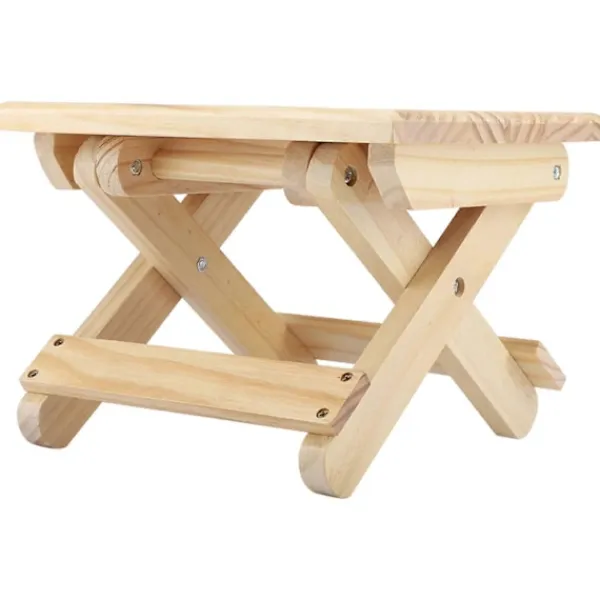 Pallar>Fällbar liten fyrkantig bänk i massivt trä, lantlig stil, ergonomisk design, fint utförande