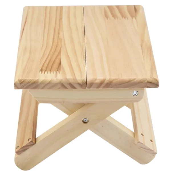 Pallar>Fällbar liten fyrkantig bänk i massivt trä, lantlig stil, ergonomisk design, fint utförande