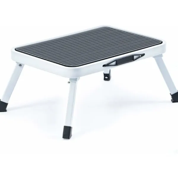 Pallar>Fällbar pall 1 steg, pall med halkfri gummiplatta, kökspall av lätt stål, upp till 150 kg 1 st