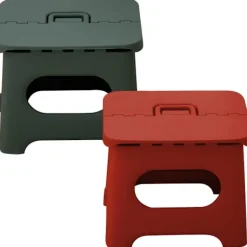 Sittpuffar>Fällbar pall, set med 2 fällbara pallar, liten fällbar pall, röd + grön