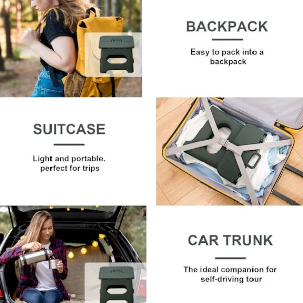 Sittpuffar>Fällbar pall, set med 2 fällbara pallar, liten fällbar pall, röd + grön