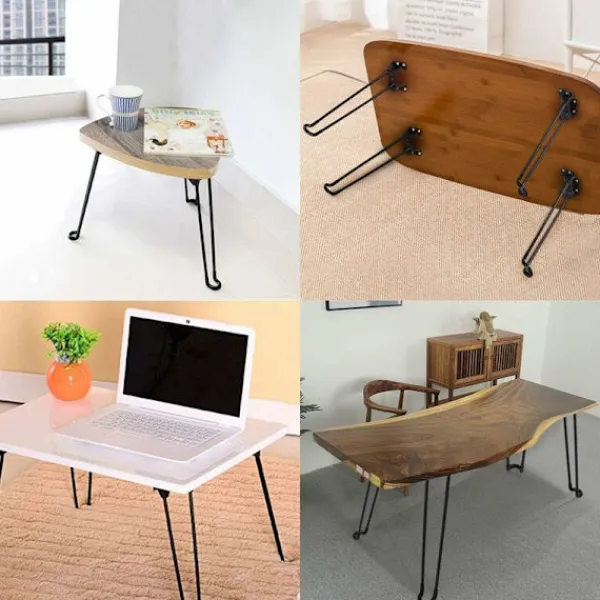 Soffbord>Fällbara bordsben 4-pack Hårnålsformade fällbara bordsben 52 cm höjd Svart Hög hållfasthet Lätt att installera Fällbart soffbordsben