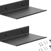 Hyllor>Flytande Metall Vägg Hylla Set, 2 Svarta 20cm Badrumshyllor med Hål & Skruvar [ZHE]