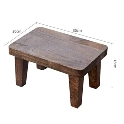 Pallar>Fotpall i massivt trä - Multifunktionell pall för soffbord, skor, skötbord - Bärbar låg bänk (K-form)