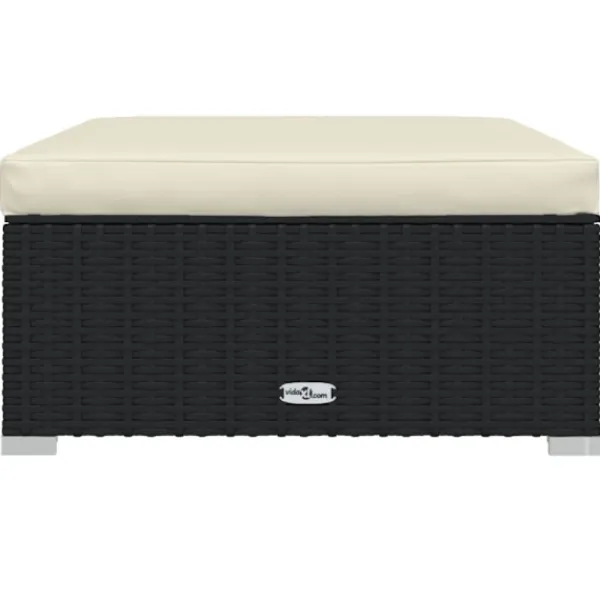 vidaXL Sittpuffar>Fotpall med dyna konstrotting svart 70x70x30 cm