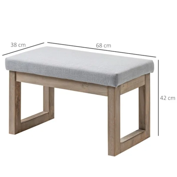 Northio Pallar>Fotpall Med Linnelook, Pall Med Träben, Entrébänk För Vardagsrum, Sovrum, Grå, 68 X 38 X 42 Cm