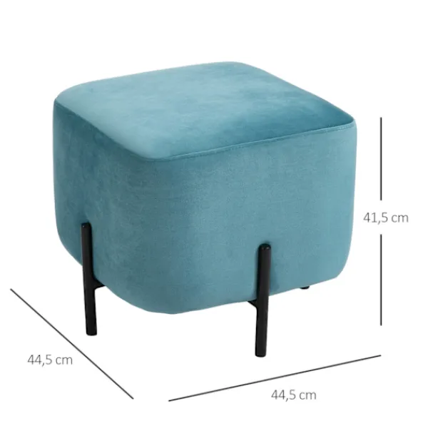 Northio Pallar>Fotpall Vadderat Fotstöd Av Polyester Och Stålskum Turkos 44,5 X 44,5 X 41,5 Cm