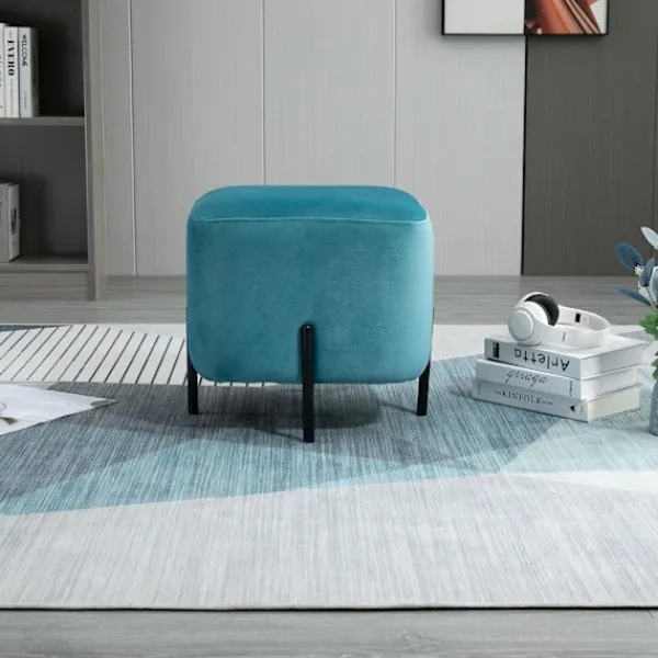 Northio Pallar>Fotpall Vadderat Fotstöd Av Polyester Och Stålskum Turkos 44,5 X 44,5 X 41,5 Cm