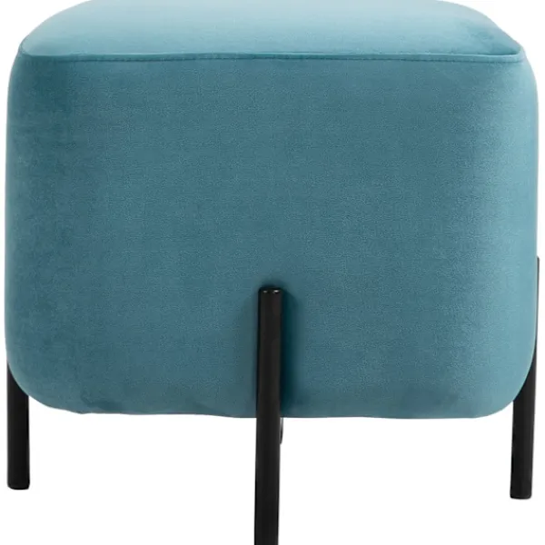 Northio Pallar>Fotpall Vadderat Fotstöd Av Polyester Och Stålskum Turkos 44,5 X 44,5 X 41,5 Cm