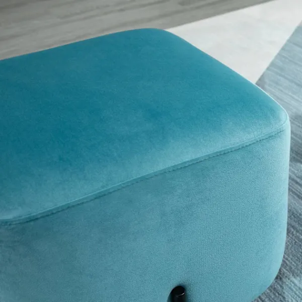 Northio Pallar>Fotpall Vadderat Fotstöd Av Polyester Och Stålskum Turkos 44,5 X 44,5 X 41,5 Cm