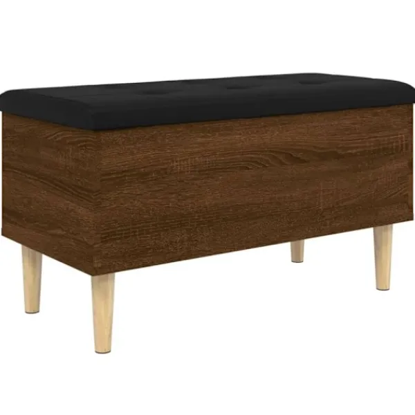 vidaXL Balkongmöbler>Förvaringsbänk brun ek 82x42x46 cm konstruerat trä