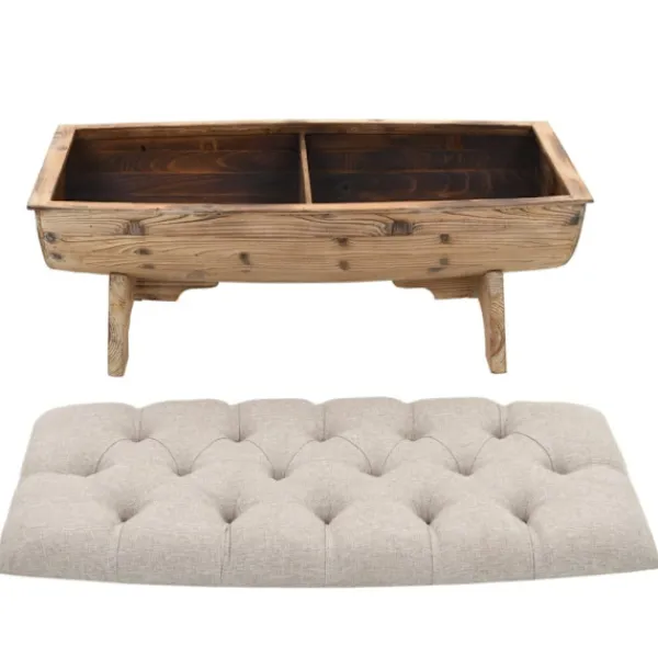 vidaXL Kistor & Koffertar>Förvaringsbänk massivt trä och tyg 103x51x44 cm