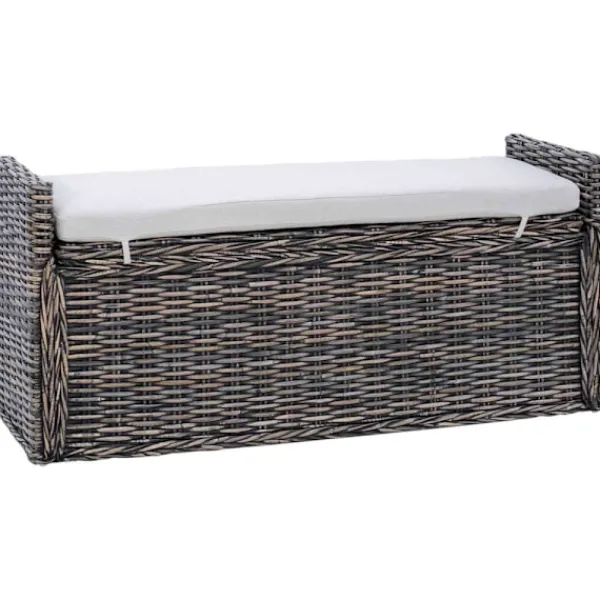 vidaXL Kistor & Koffertar>Förvaringsbänk med kudde Svart tvätt 110 x 40 x 50 cm Rotting