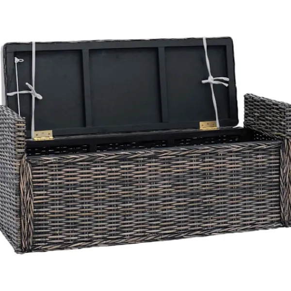 vidaXL Kistor & Koffertar>Förvaringsbänk med kudde Svart tvätt 110 x 40 x 50 cm Rotting