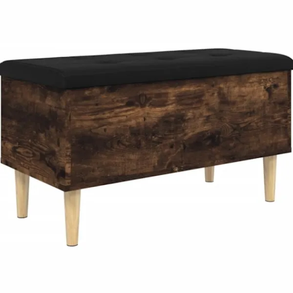 vidaXL Balkongmöbler>Förvaringsbänk rökfärgad ek 82x42x46 cm konstruerat trä
