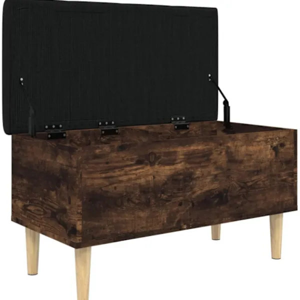vidaXL Balkongmöbler>Förvaringsbänk rökfärgad ek 82x42x46 cm konstruerat trä