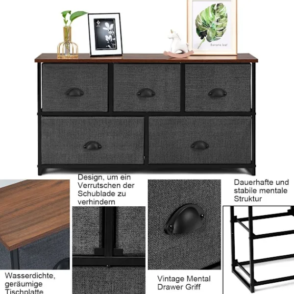 Northix Byråer>Förvaringsenhet med 5 lådor Horisontell kubförvaringslåda 100 x 30 x 53,5 cm