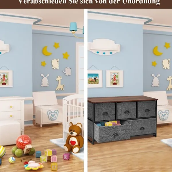 Northix Byråer>Förvaringsenhet med 5 lådor Horisontell kubförvaringslåda 100 x 30 x 53,5 cm