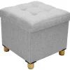 Sittpuffar>Förvaringsfåtölj 38x38x32cm Förvaringslåda Bomulls Förvarings pall 4 Träben Fotpall med Förvaringsutrymme för Hall Vardagsrum Sovrum