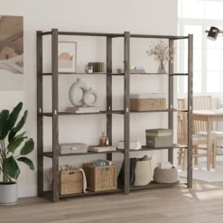 vidaXL Hyllor>Förvaringshylla 5 hyllplan grå 170x38x170 cm massiv furu
