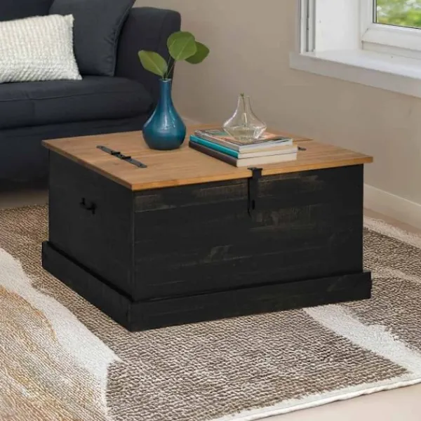 vidaXL Kistor & Koffertar>Förvaringskista HALDEN svart 91x91x47 cm massiv trä furu