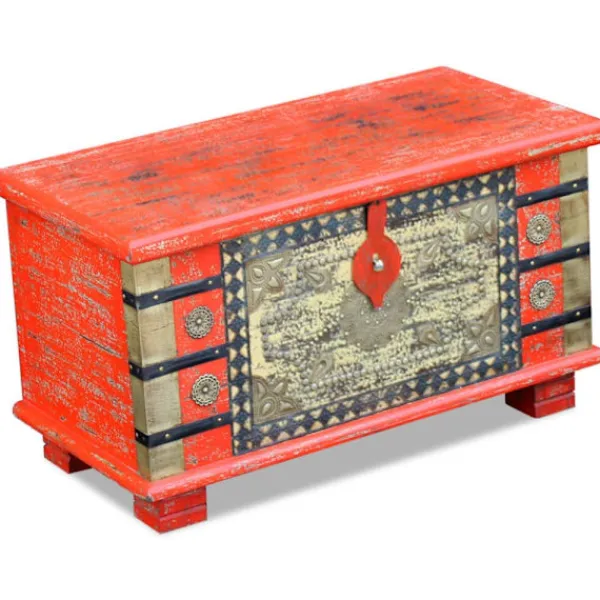 vidaXL Kistor & Koffertar>Förvaringskista mangoträ röd 80x40x45 cm