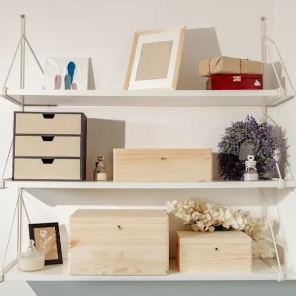 CREATIVE DECO Kistor & Koffertar>Förvaringslåda - - - 40 x 30 x 24 cm - Med lås och nyckel - Naturträ