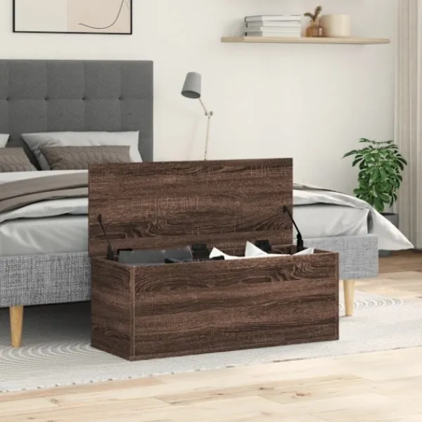 vidaXL Kistor & Koffertar>Förvaringslåda brun ek 90x35x35 cm konstruerat trä