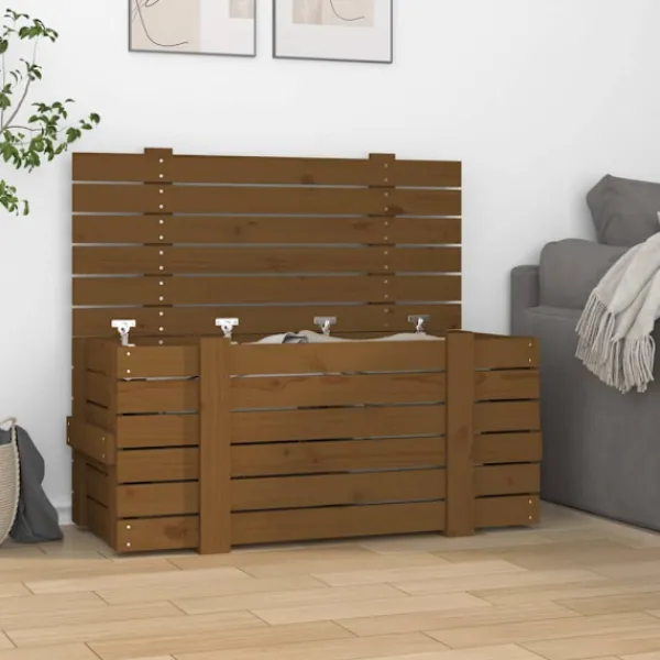 vidaXL Kistor & Koffertar>Förvaringslåda honungsbrun 91x40,5x42 cm massiv furu