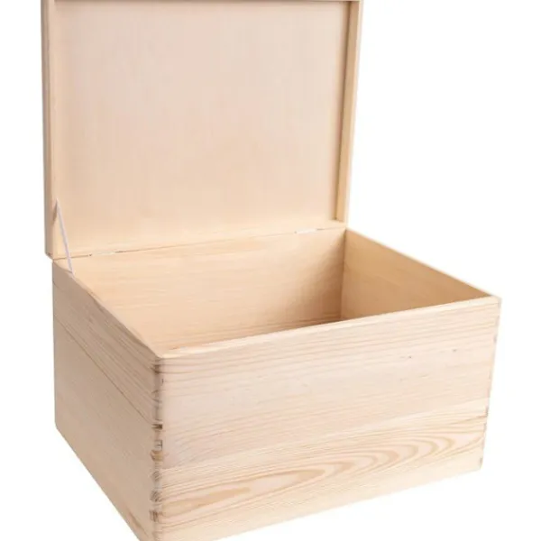 CREATIVE DECO Kistor & Koffertar>Förvaringslåda i trä - - 40x30x24cm - Oslipad - Naturlig - Blandad