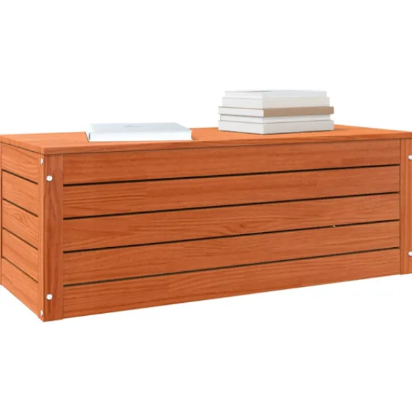 vidaXL Kistor & Koffertar>Förvaringslåda med dörr Vaxbrun 89 x 36,5 x 33 cm Massiv furu