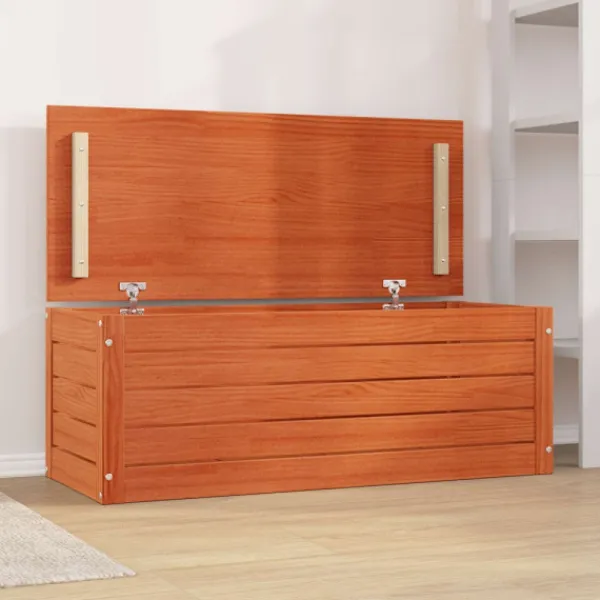 vidaXL Kistor & Koffertar>Förvaringslåda med dörr Vaxbrun 89 x 36,5 x 33 cm Massiv furu