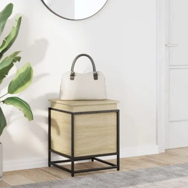 vidaXL Småbord>Förvaringslåda med lock sonoma-ek 40x40x51,5 cm konstruerat trä