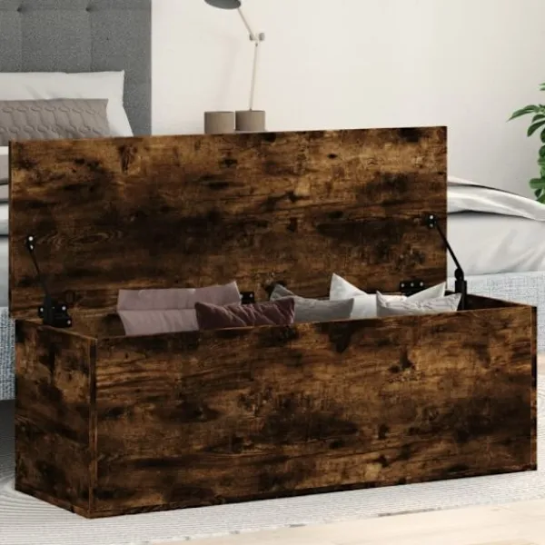 vidaXL Kistor & Koffertar>Förvaringslåda rökfärgad ek 102x35x35 cm konstruerat trä