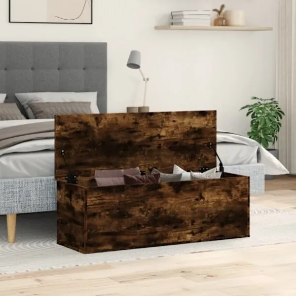 vidaXL Kistor & Koffertar>Förvaringslåda rökfärgad ek 102x35x35 cm konstruerat trä