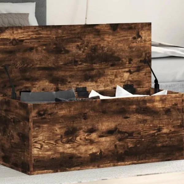 vidaXL Kistor & Koffertar>Förvaringslåda rökfärgad ek 90x35x35 cm konstruerat trä