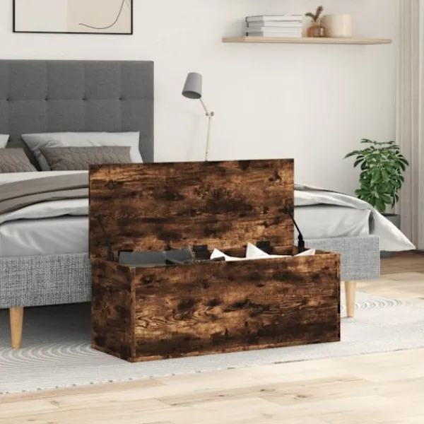 vidaXL Kistor & Koffertar>Förvaringslåda rökfärgad ek 90x35x35 cm konstruerat trä