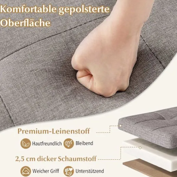 Northix Sittpuffar>Förvaringsottoman med linnetyg, 53,5L, Beige, 45cm